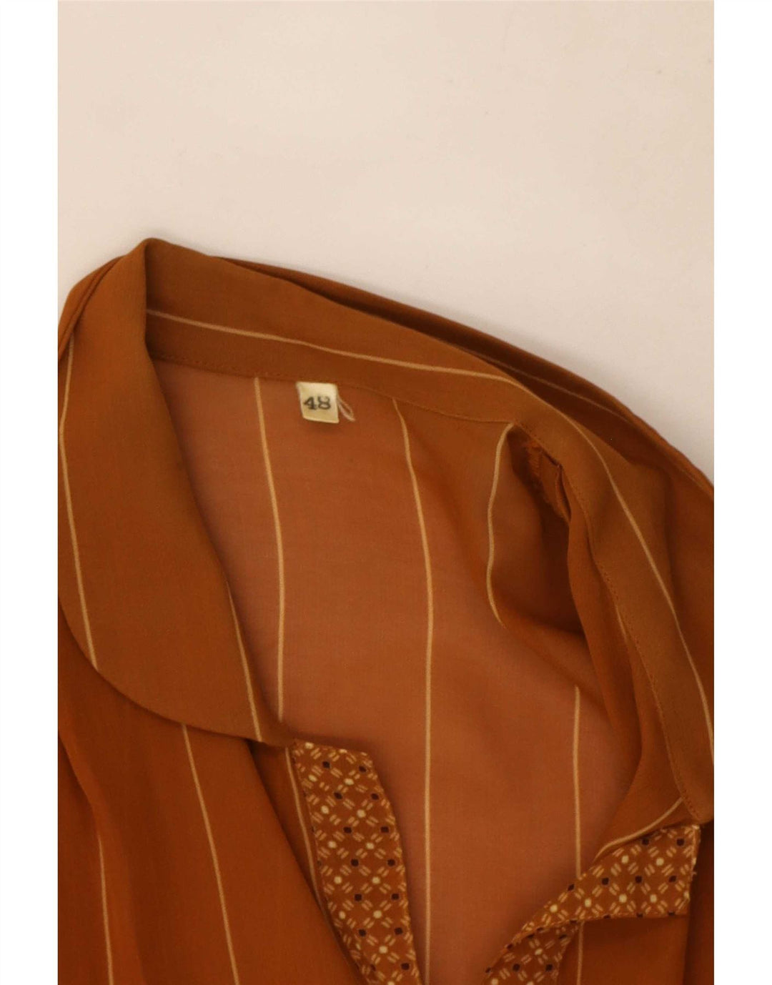 Damska bluzka z długim rękawem w stylu vintage IT 48 XL, brązowa, geometryczna