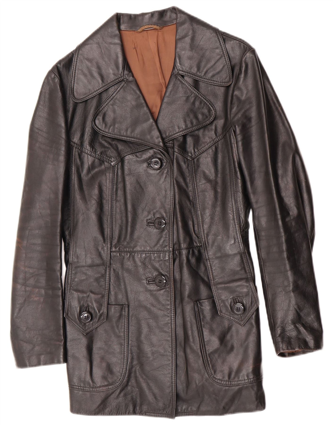 Vintage damska kurtka skórzana UK 10, mała czarna skóra