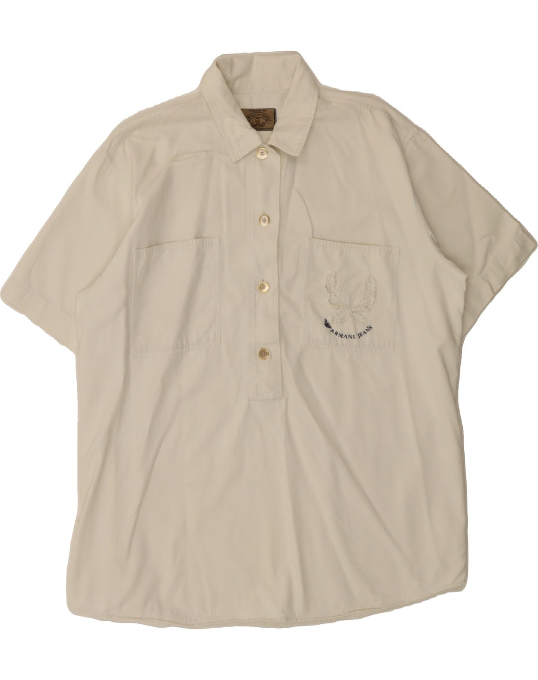 ARMANI JEANS Womens Short Sleeve Pullover Shirt UK 22 3XL White Vintage Armani Jeans and Second-Hand Armani Jeans from Messina Hembry 