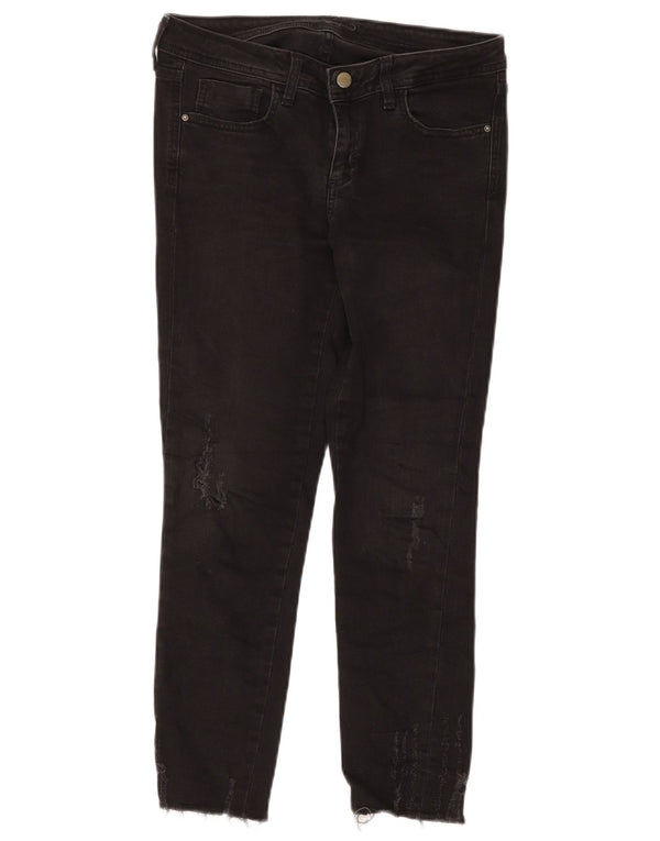 Damskie jeansy Zara w trudnej sytuacji, EU 38 Small W28 L26, czarna bawełna