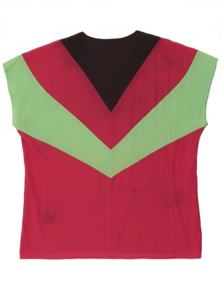 VINTAGE Womens Sleeveless Blouse Top UK 14 Large Multicoloured Colourblock Vintage Vintage and Second-Hand Vintage from Messina Hembry 