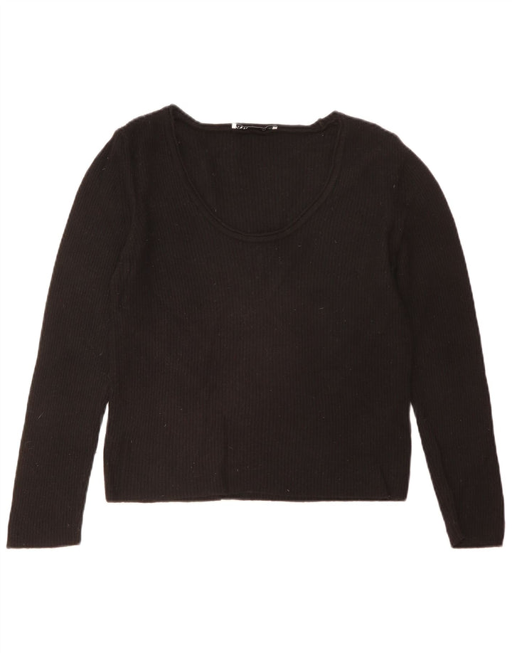 Damski top z długim rękawem Zara UK 18 XL, czarna wiskoza