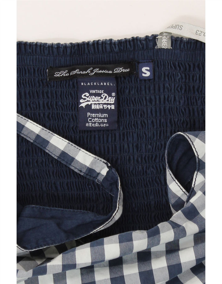 Damska sukienka Sundress Superdry UK 10, mała, granatowa, bawełniana w kratkę