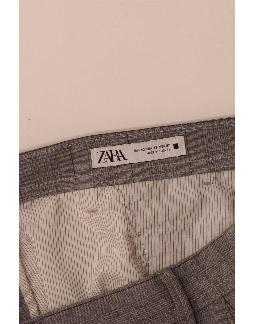 Męskie spodnie chino Zara EU 42 Large W32 L30 Szary poliester w kratę
