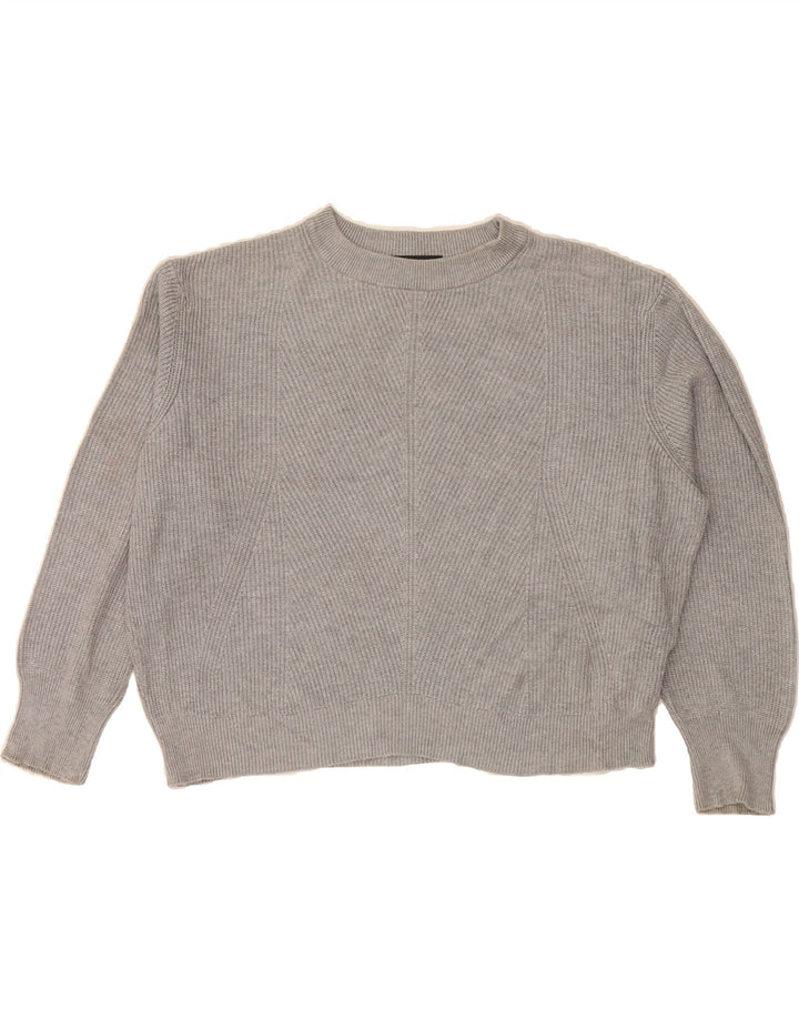 MARKS & SPENCER Womens Oversized Boat Neck Jumper Sweater UK 14 Large Grey Vintage Marks & Spencer and Second-Hand Marks & Spencer from Messina Hembry 