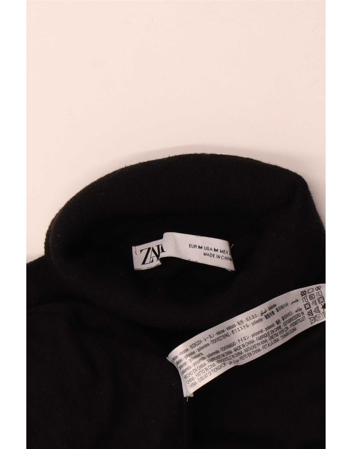 Damski sweter oversize z golfem Zara UK 14 Średni czarny wiskoza