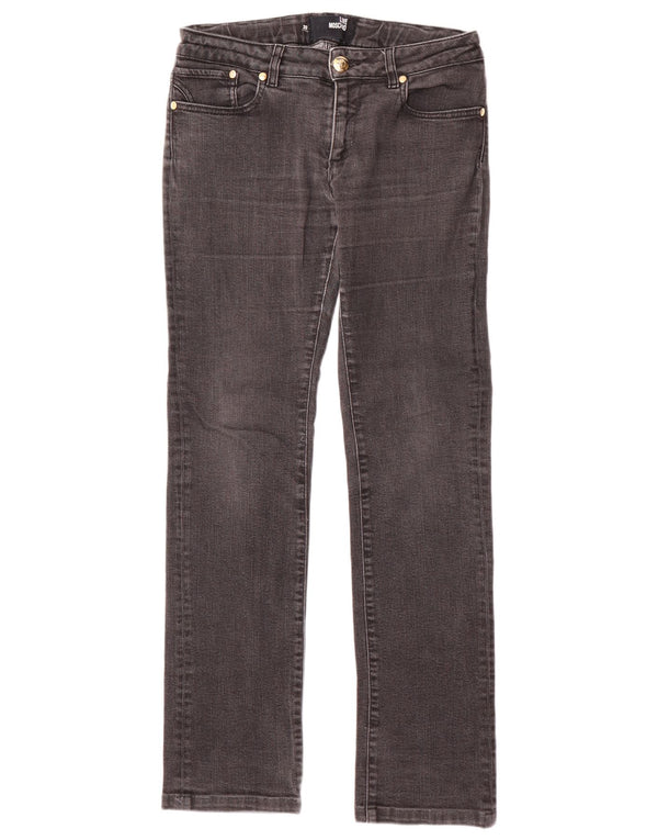 MOSCHINO Damskie proste dżinsy W30 L31 Czarna bawełna