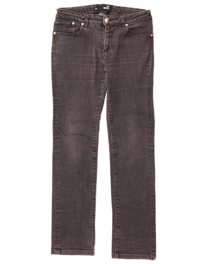 MOSCHINO Damskie proste dżinsy W30 L31 Czarna bawełna