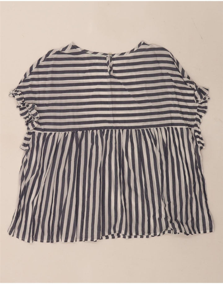 Damska bluzka oversize Benetton UK 16 z lyocellu w duże niebieskie paski