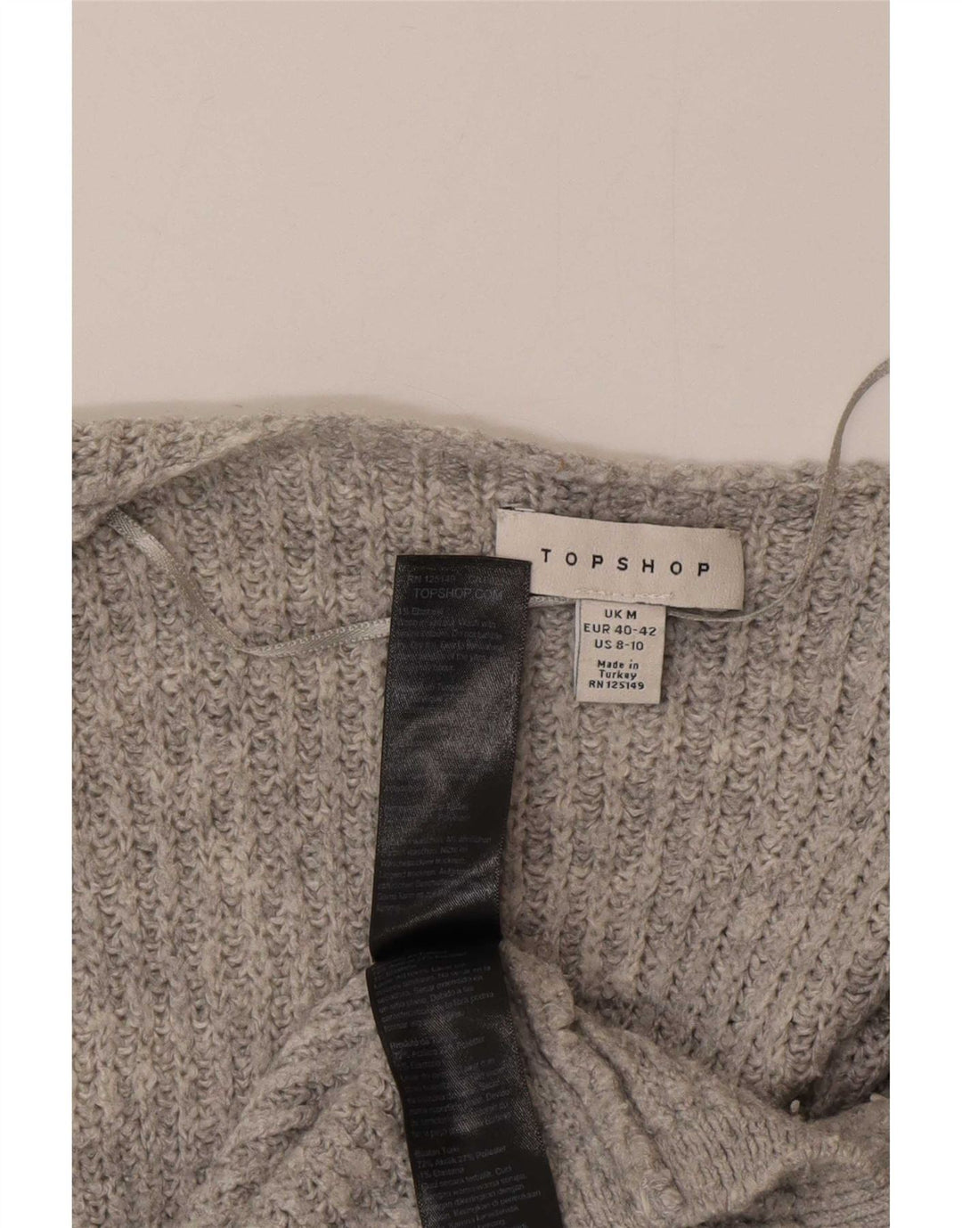 Topshop damski sweter oversize z otwartym kardiganem UK 14, średni szary akryl