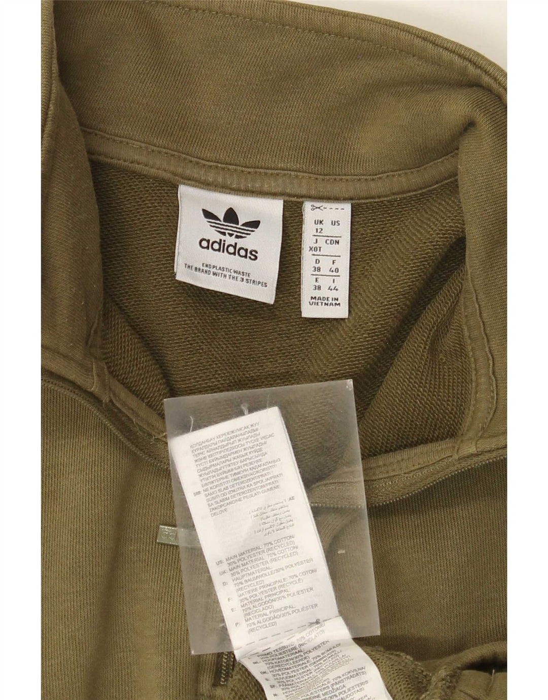 Damska bluza Adidas Oversize z zamkiem błyskawicznym UK 12 Medium Khaki