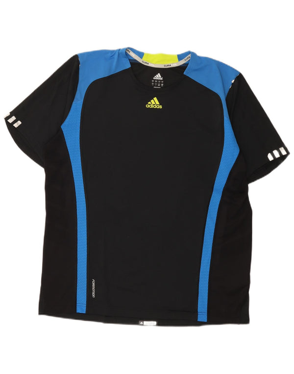 Adidas Męski T-shirt Climacool Top Duży Czarny Poliester z blokami kolorów