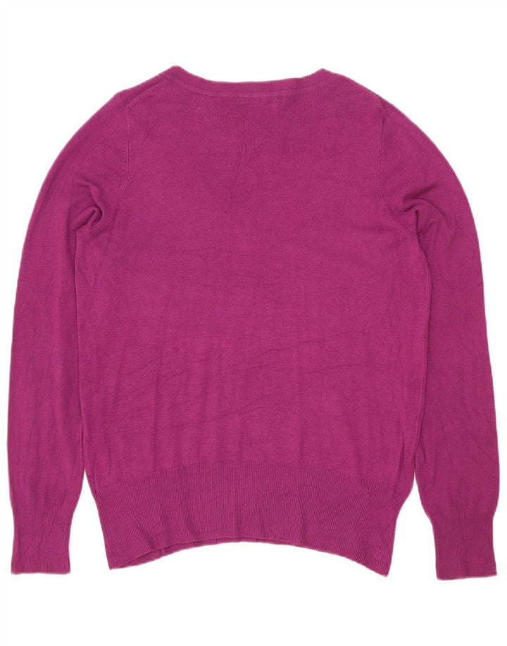 Sweter damski Marks & Spencer z dekoltem w kształcie litery V, UK 14, średni bordowy wiskoza