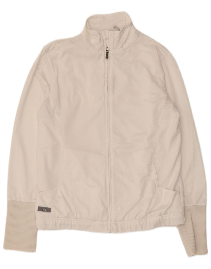 Damska bluza dresowa Adidas UK 16, duża, biała, poliestrowa