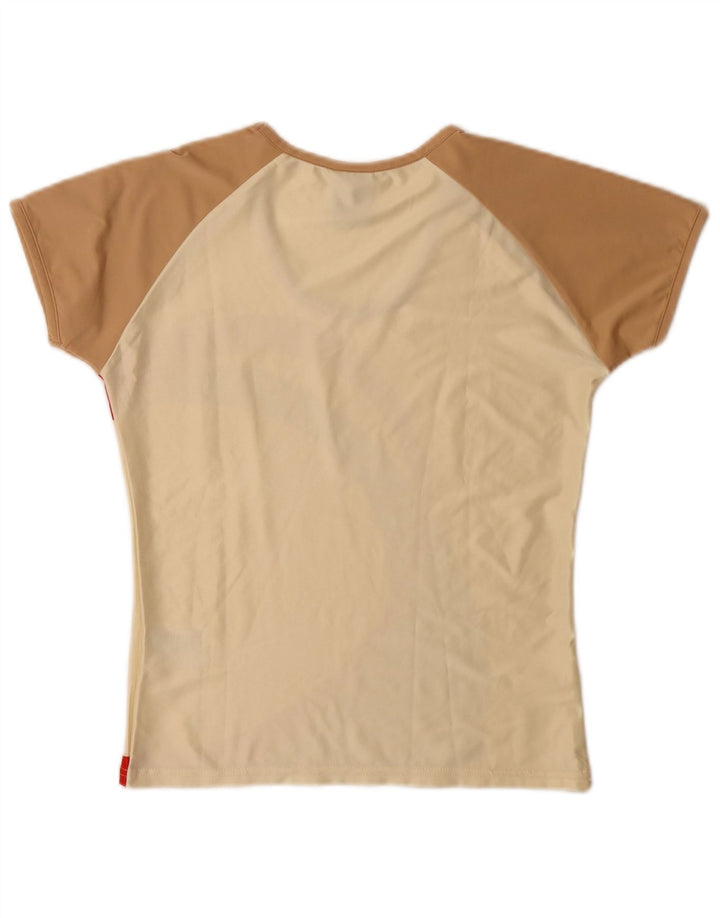 T-shirt damski Nike Top US 8/10, średni beżowy poliester z blokami kolorów