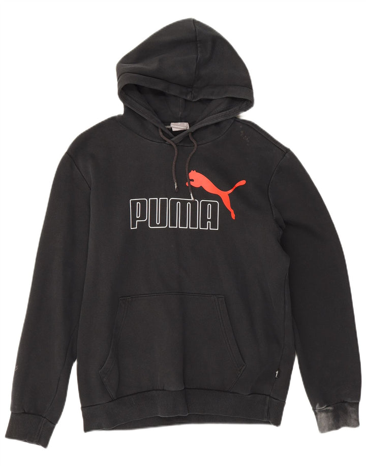 Męski sweter z kapturem Puma z grafiką, mały, czarny, bawełniany