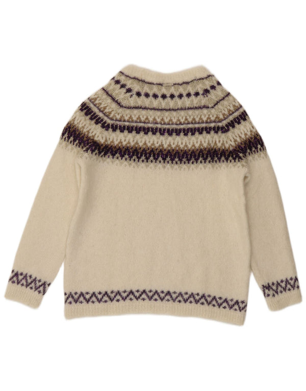 Damski sweter Liu Jo z dekoltem w łódkę UK 14 Średni biały Fair Isle