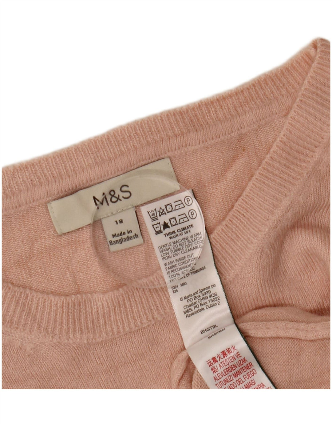 MARKS & SPENCER Damski sweter oversize z okrągłym dekoltem, UK 18 XL, różowy