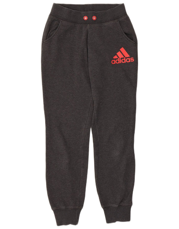 Damskie spodnie dresowe ADIDAS z grafiką Joggers UK 4/6 XS Szara bawełna