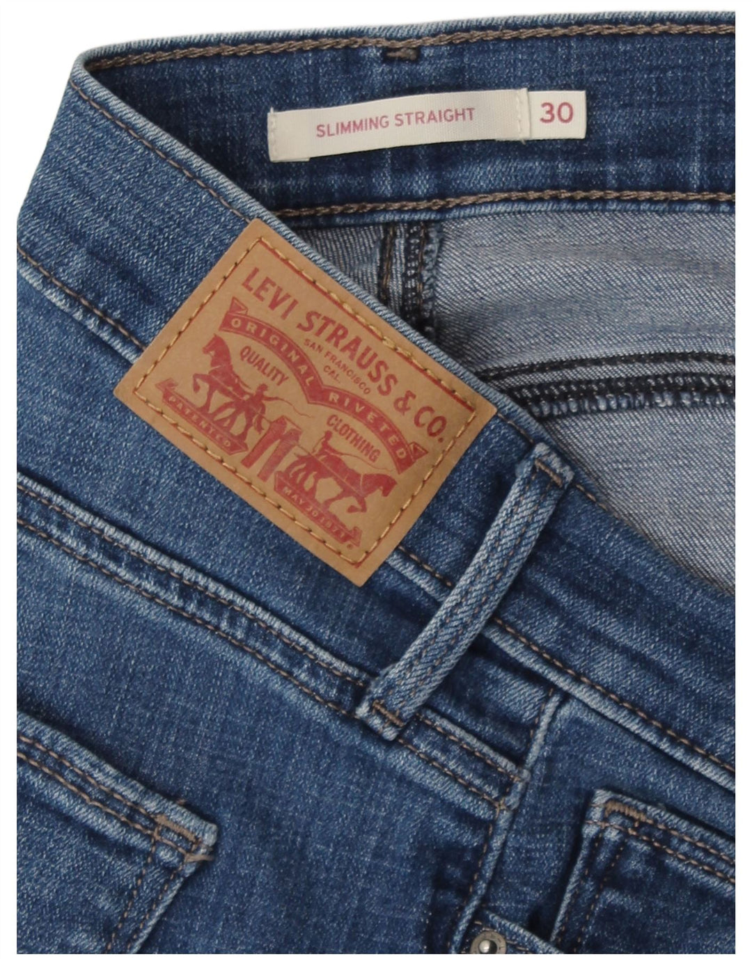 Damskie jeansy wyszczuplające Levi's Straight W30 L32 Niebieskie