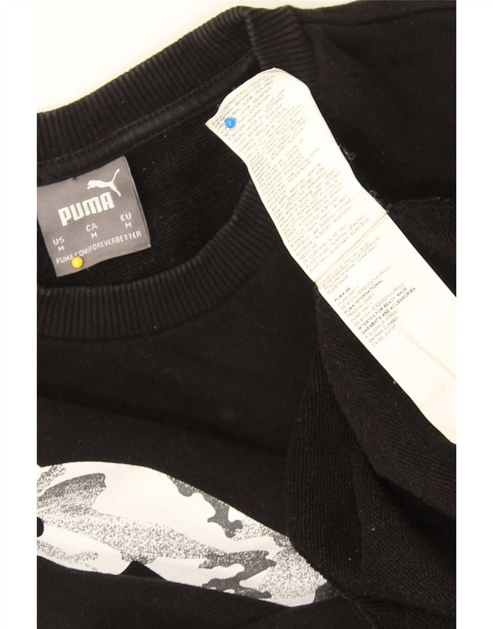 Męska bluza z grafiką Puma, średnia czarna, bawełniana