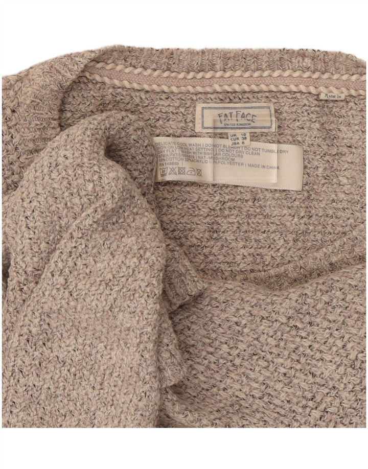 Damski sweter oversize Fat Face z dekoltem w łódkę, UK 10, mały, szary, bawełniany