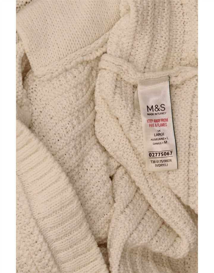 Marks & Spencer Damski sweter typu Crop Cardigan UK 16, duży w kolorze złamanej bieli