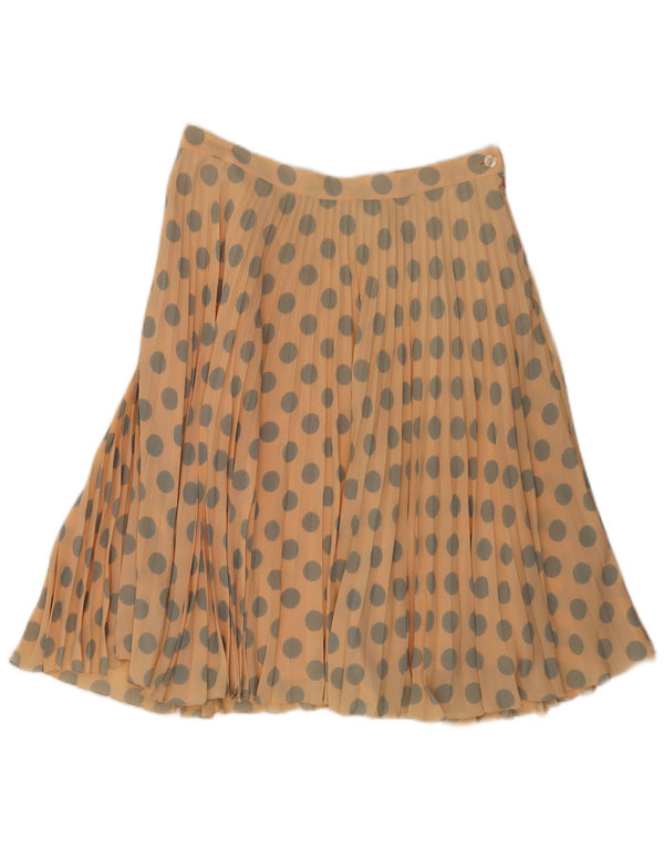 Vintage damska plisowana spódnica w kształcie litery A z wysokim stanem IT 48 XL W30 beżowa w kropki