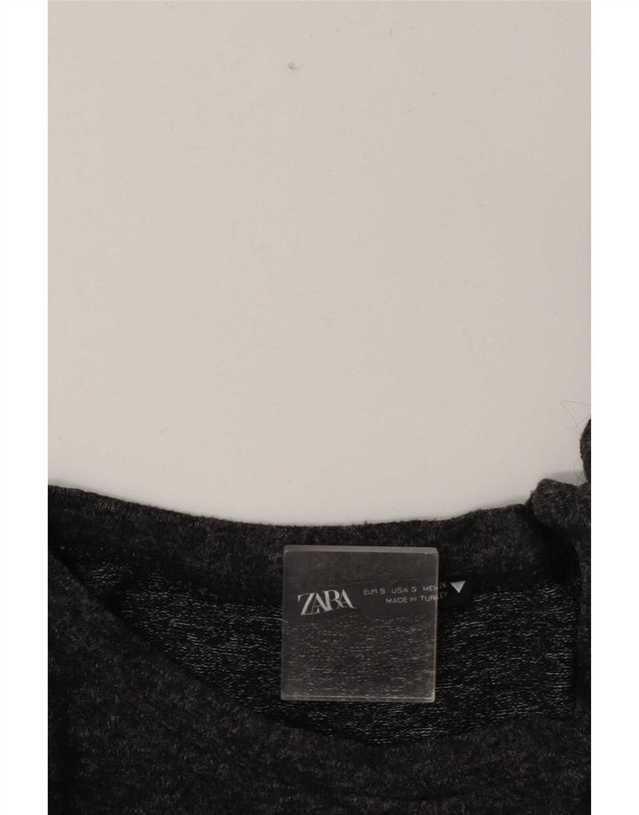 Damski top oversize Zara z rękawem 3/4, UK 10, mały, szary w cętki