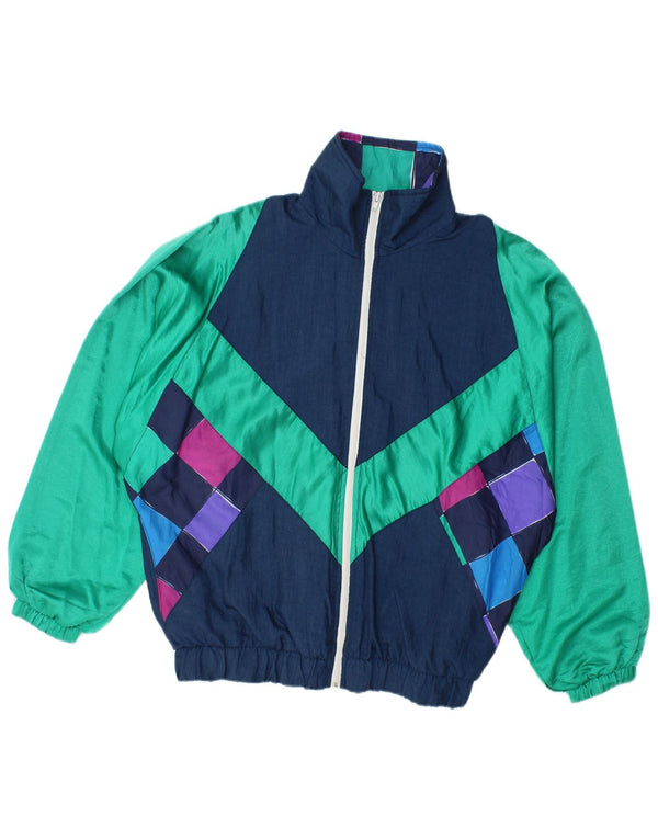 Vintage męski luźny krój, pełny dres, mały granatowy blok kolorów