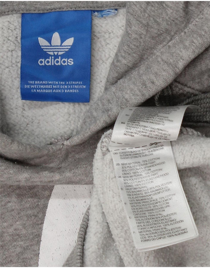 Damska bluza z kapturem ADIDAS z grafiką UK 10, mała, szara bawełna