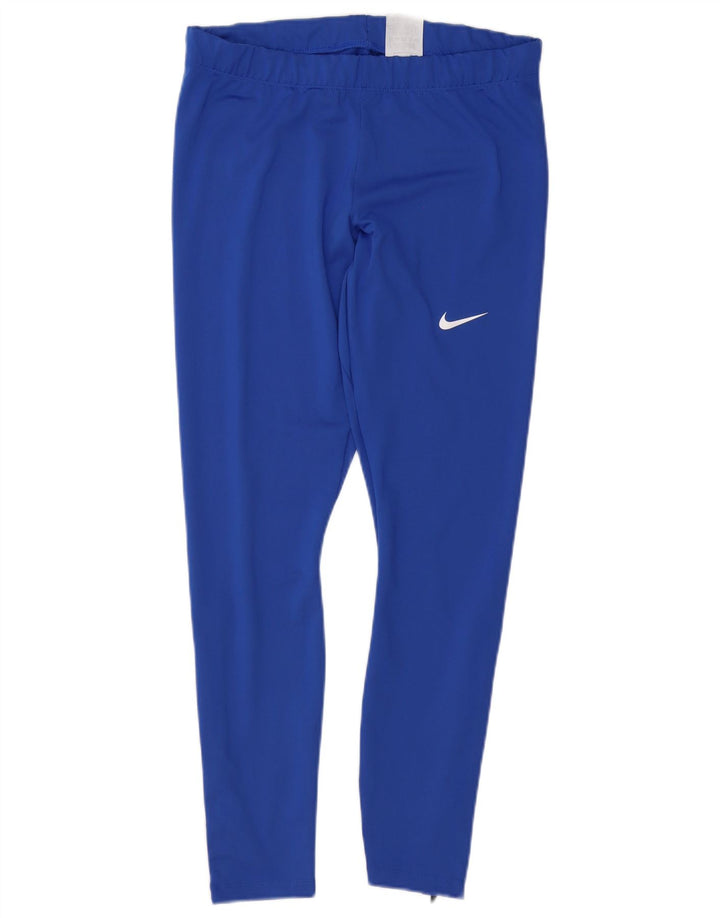 Damskie legginsy Nike Dri Fit UK 14, duże, niebieskie, poliestrowe