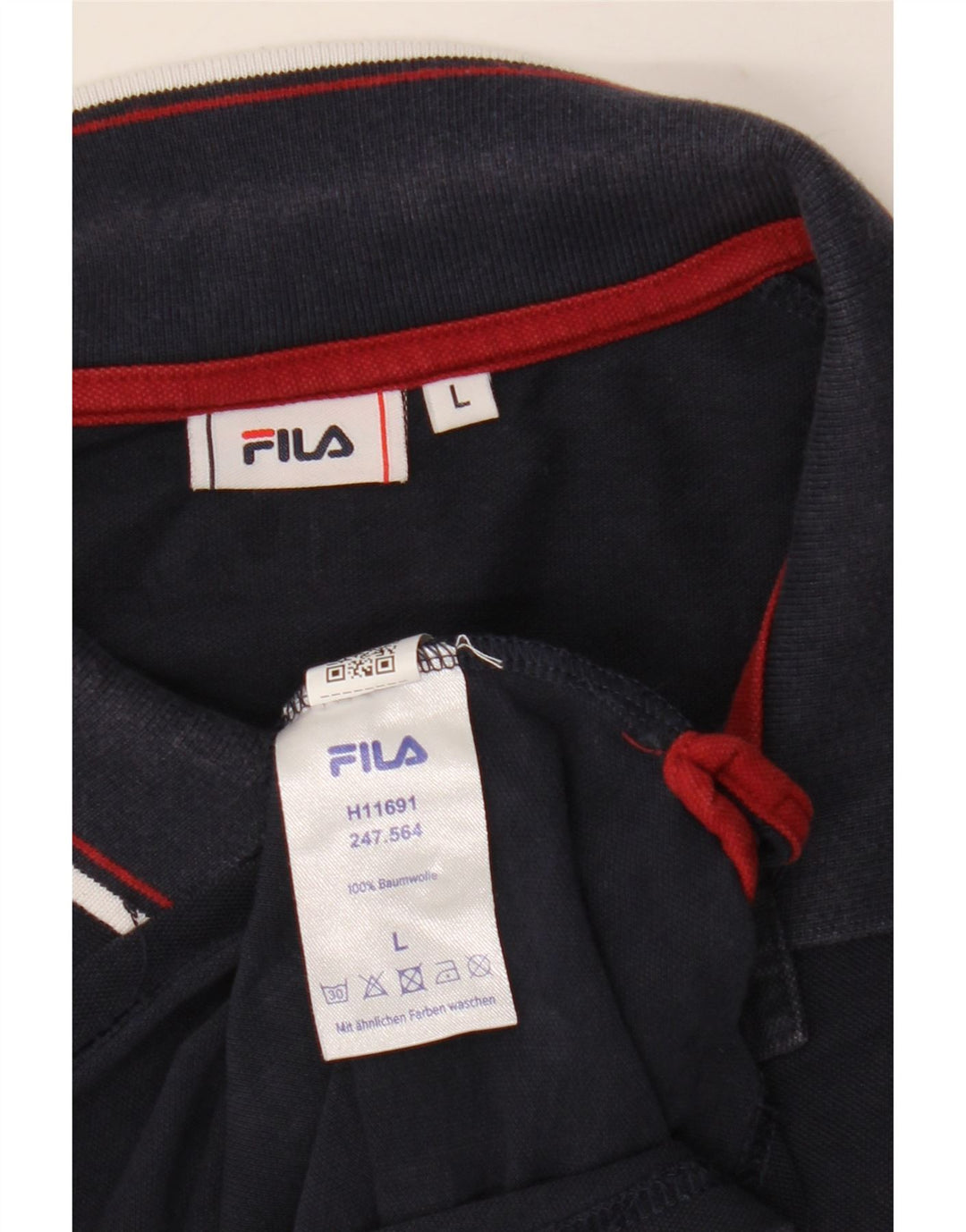 Męska koszulka polo Fila z długim rękawem, duża, granatowa, bawełniana