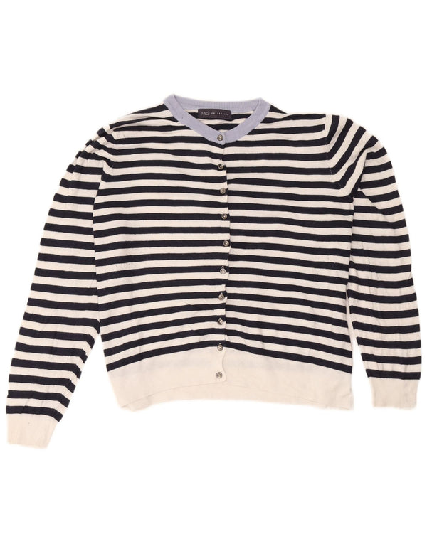 Marks & Spencer Sweter damski kardigan UK 22 3XL granatowy w paski wiskoza
