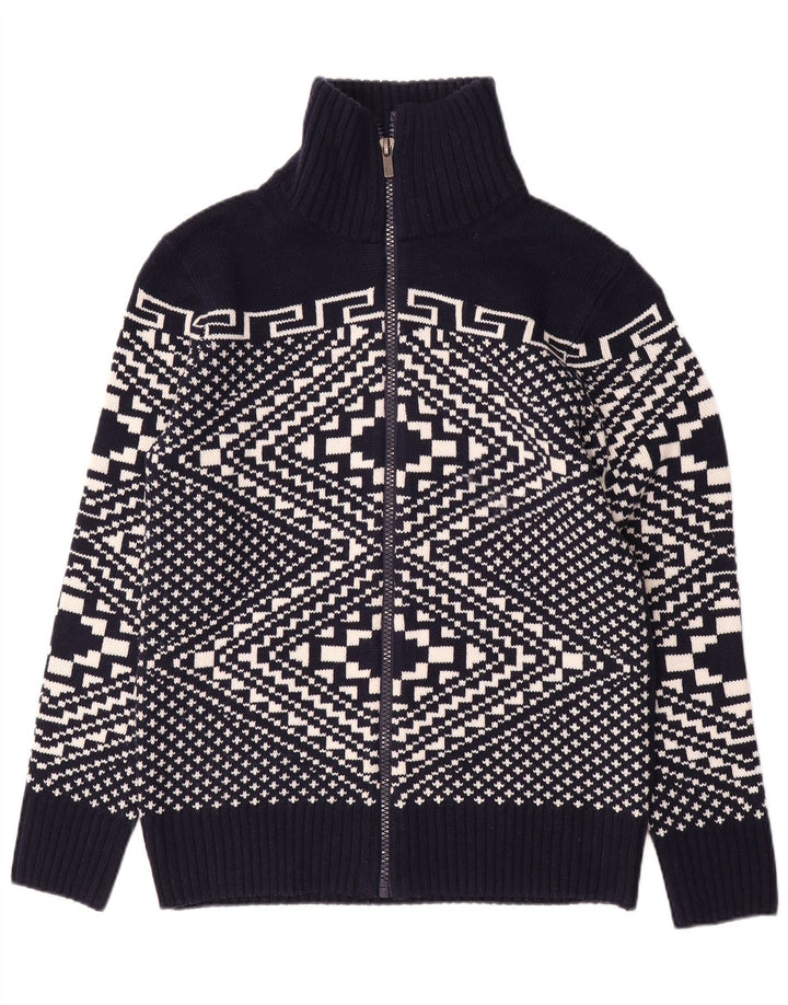 Męski sweter rozpinany Alcott, duży, granatowy, akryl Fair Isle