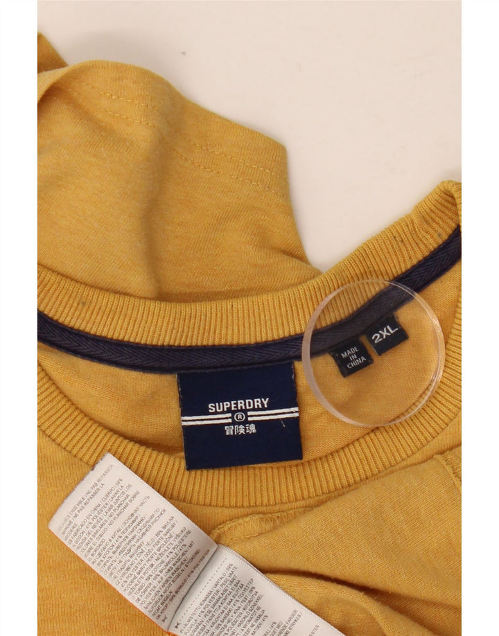Męski T-shirt SUPERDRY z grafiką, 2XL, żółta bawełna