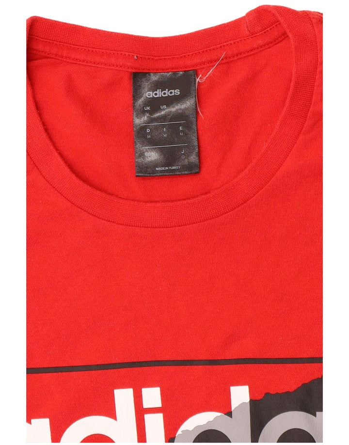 Męski T-shirt z grafiką ADIDAS, średni czerwony