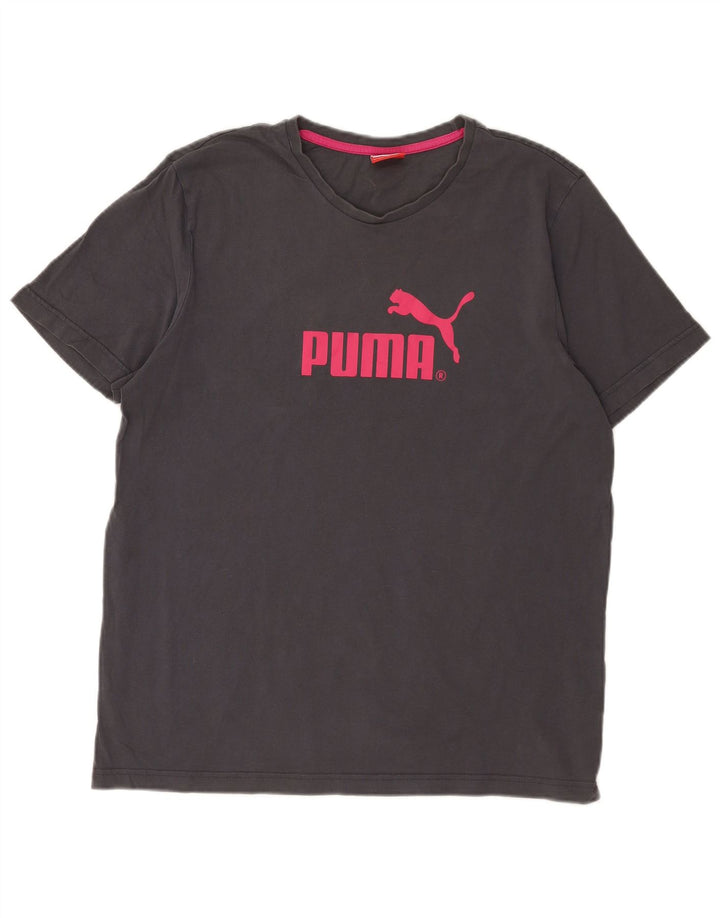Męski T-shirt z grafiką Puma, duży, szary, bawełniany