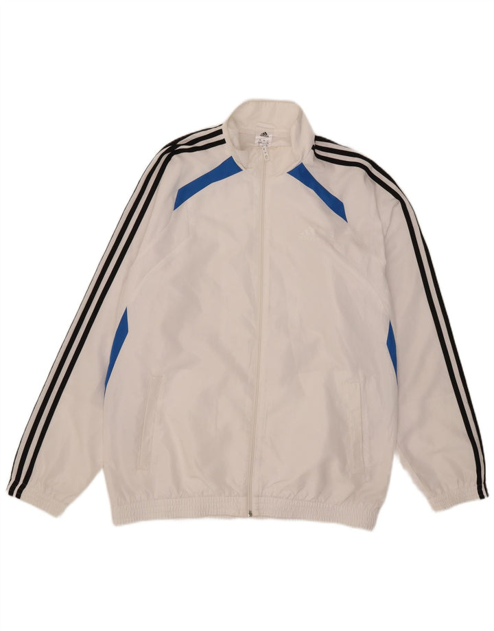 Adidas Męska bluza dresowa UK 42/44 Duży biały poliester z blokami kolorów