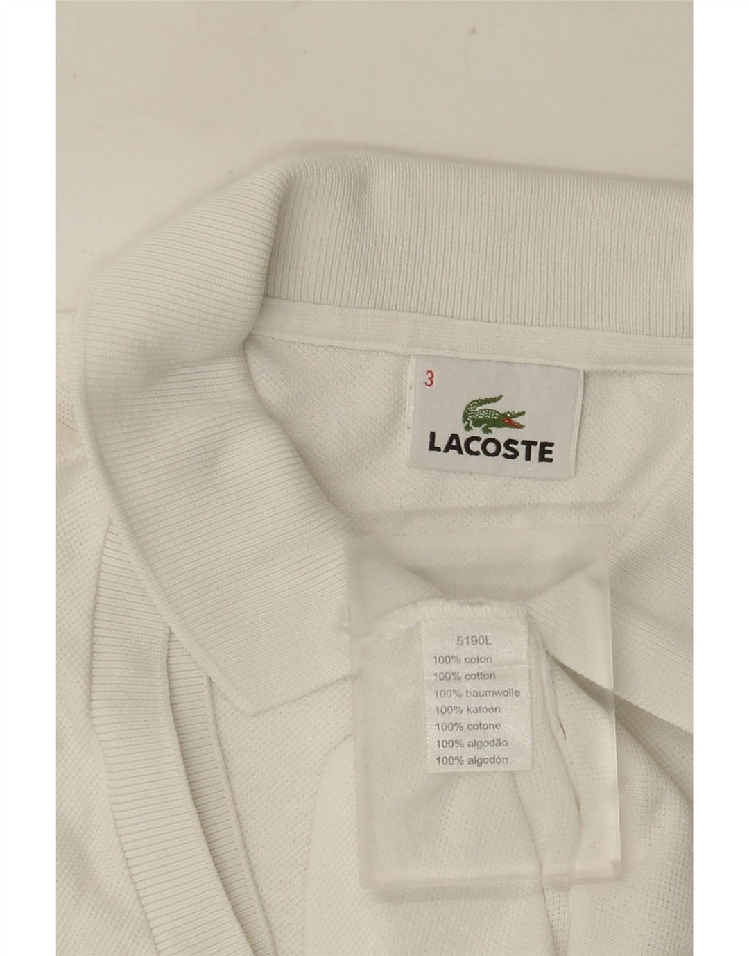 Męska koszulka polo LACOSTE, rozmiar 3, mała, biała, bawełniana
