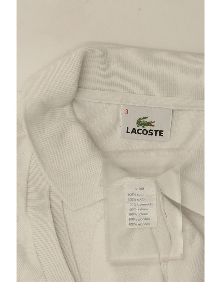 Męska koszulka polo LACOSTE, rozmiar 3, mała, biała, bawełniana