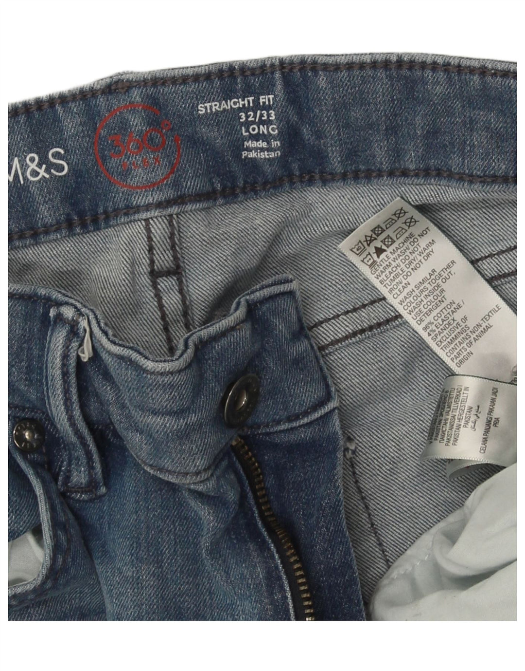 Marks & Spencer Męskie proste dżinsy W32 L33 Niebieskie bawełniane