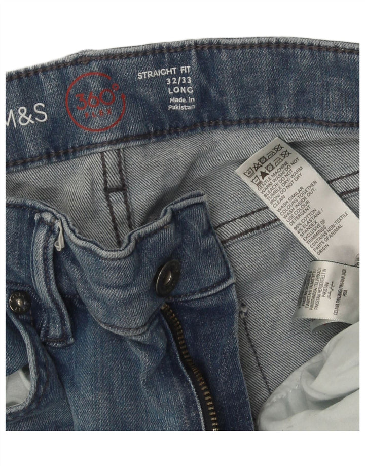 Marks & Spencer Męskie proste dżinsy W32 L33 Niebieskie bawełniane