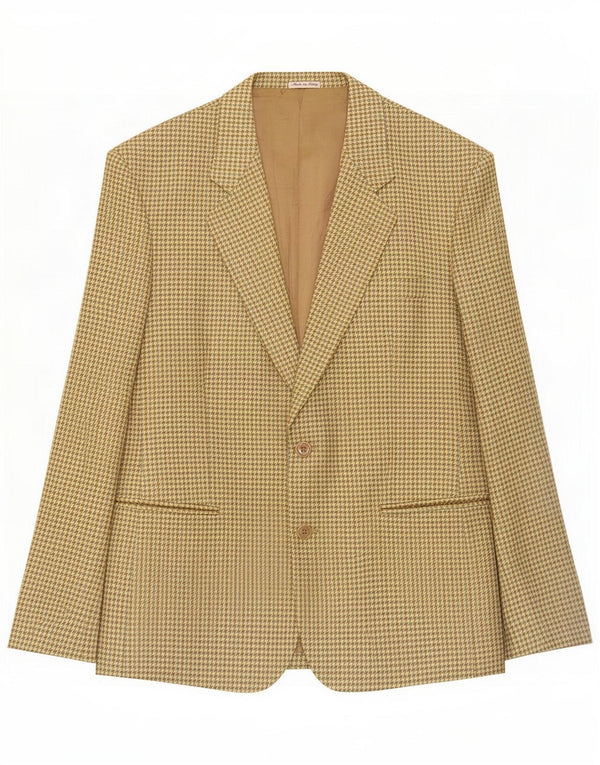 Męska marynarka zapinana na 2 guziki, vintage, UK 40, duża wełna w pepitkę w kolorze khaki