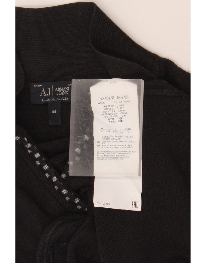 Damski sweter rozpinany Armani Jeans IT 44 Średnia czarna wełna