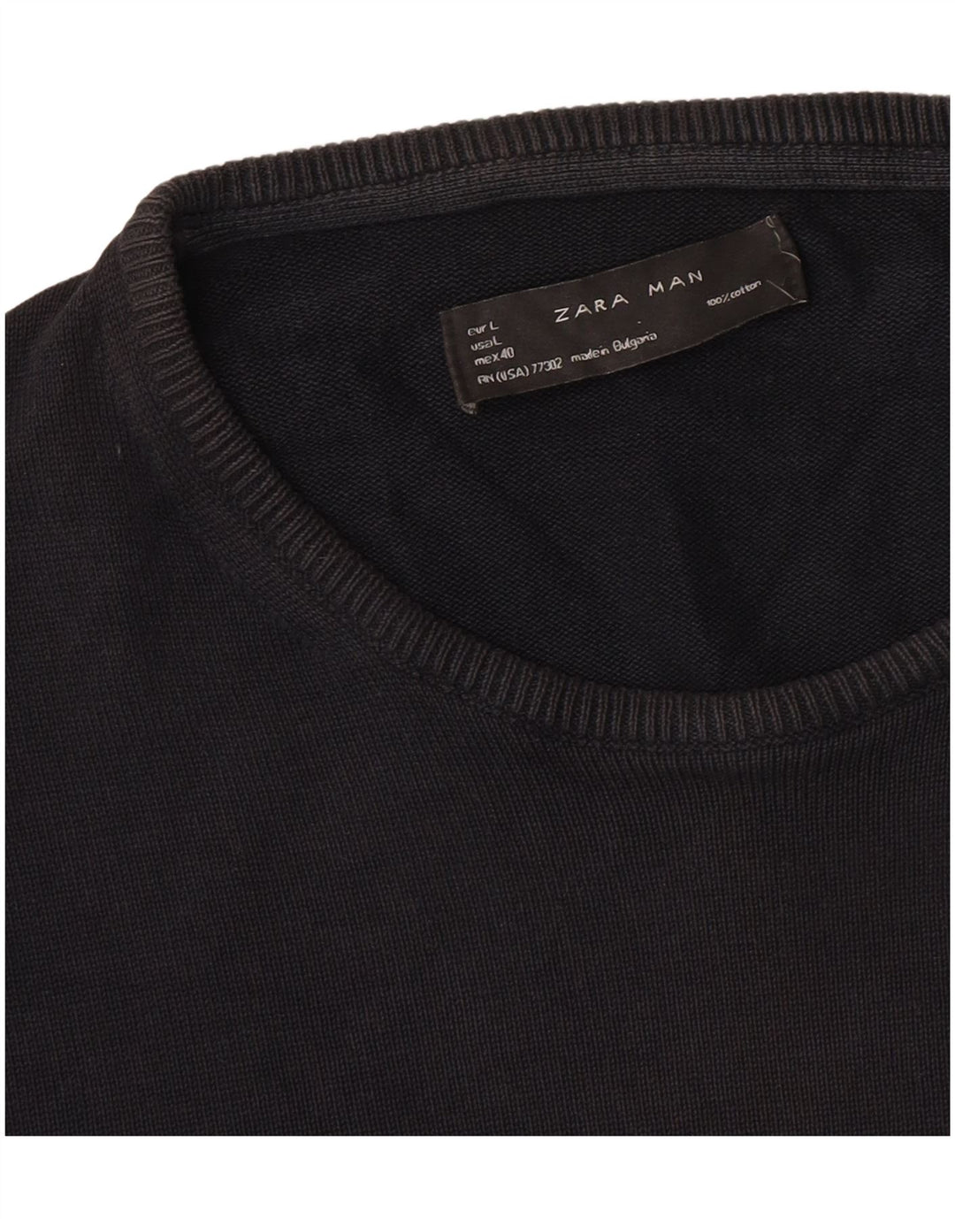 Męski sweter Zara z okrągłym dekoltem, duży, czarny