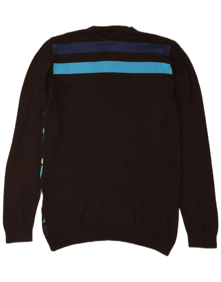 Energie Męski sweter z abstrakcyjnym wzorem i dekoltem w kształcie litery V, 2XL, wielobarwna wełna