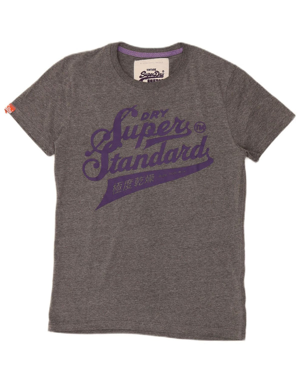 Męski T-shirt z grafiką Superdry, średnioszary, bawełniany