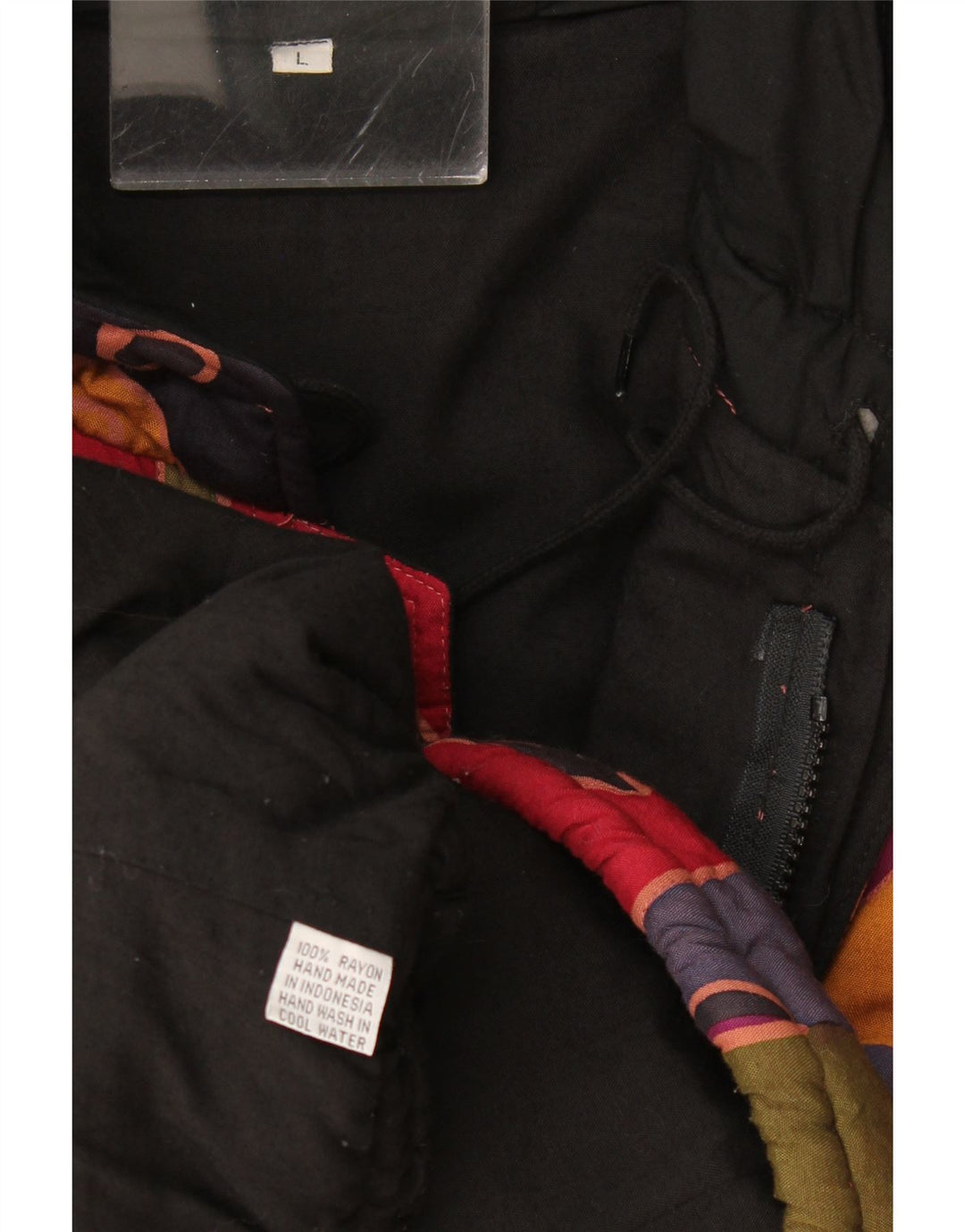 Damska kurtka wiatrówka w stylu vintage w abstrakcyjny wzór UK 16, duża, wielokolorowa