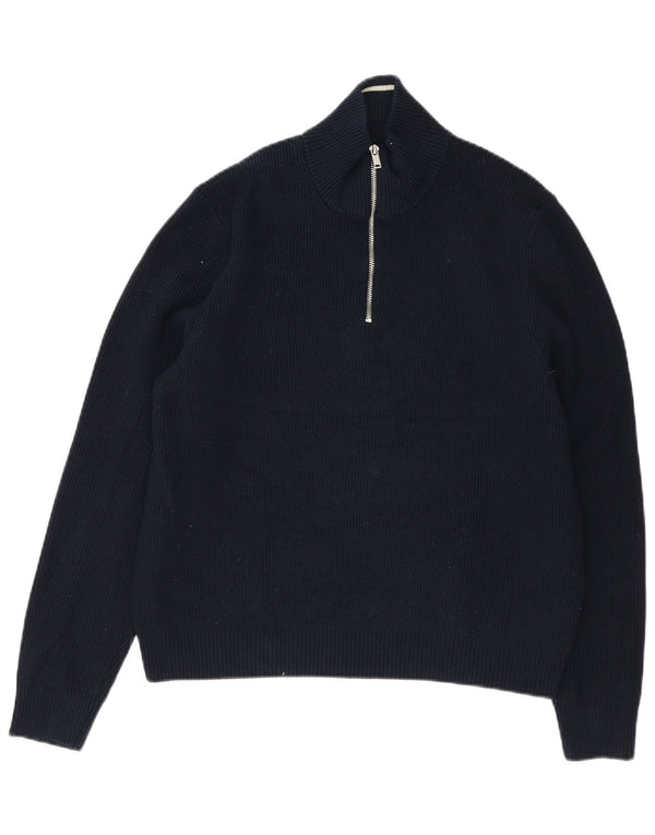 Marks & Spencer Męski sweter z zamkiem błyskawicznym XL, granatowy, bawełniany